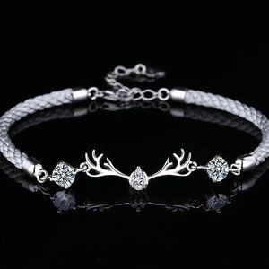 Stunning Ladies Solid .925 Sterling Silver Deer Cubic Zirconia Bracelet